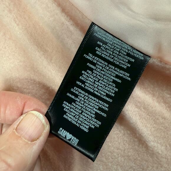 SAM EDELMAN METALLIC SUNBEAM QUILT PUFFER JACKET 3T Faux Fur Pink Girls NWT - Picture 6 of 10